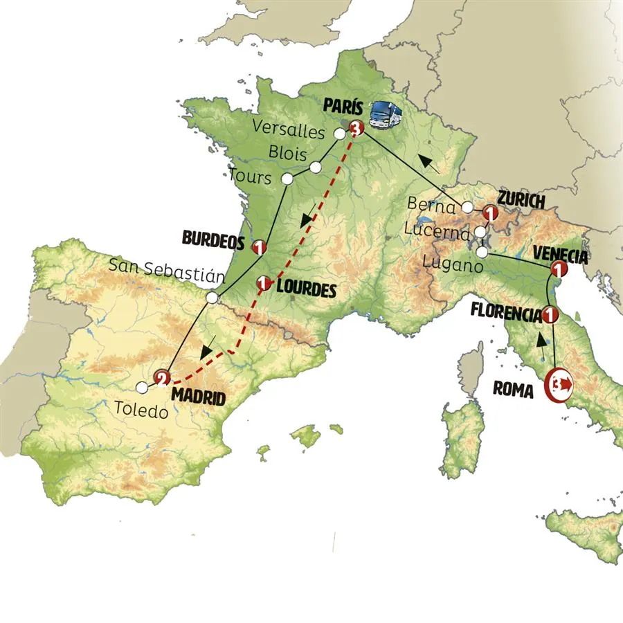 Italia, Suiza, Francia, España, Lourdes - imagen 1