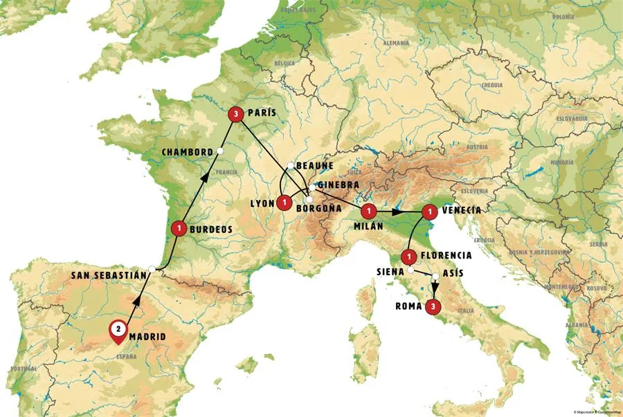 España, Francia, Suiza e Italia +i - imagen 1
