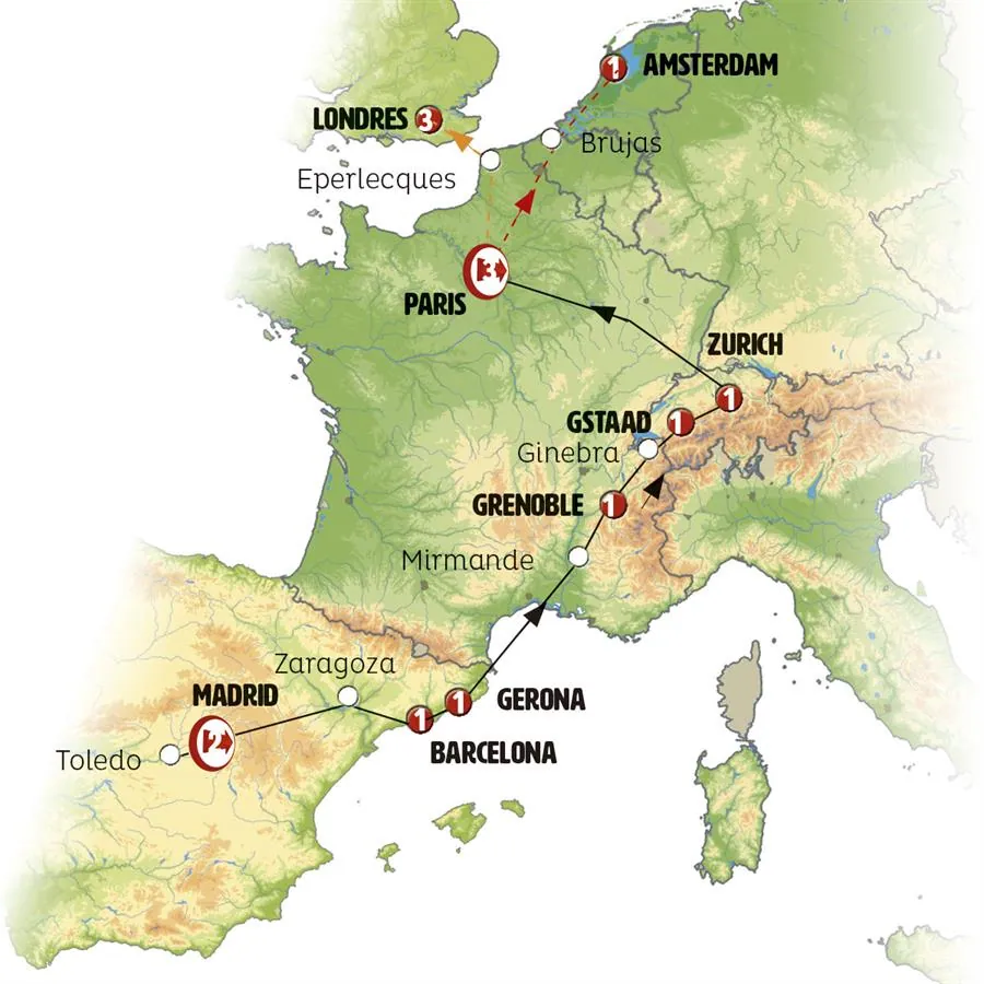 España, Suiza y Francia con Ámsterdam - imagen 1