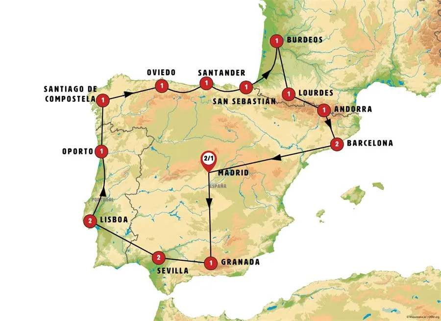 Madrid, Portugal, País Vasco con Lourdes, Andorra y Barcelona (sin Alhambra) - imagen 1