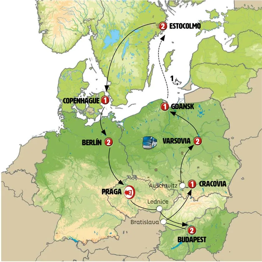 Este Europeo, Polonia y Escandinavia Fin Praga Rot - imagen 1